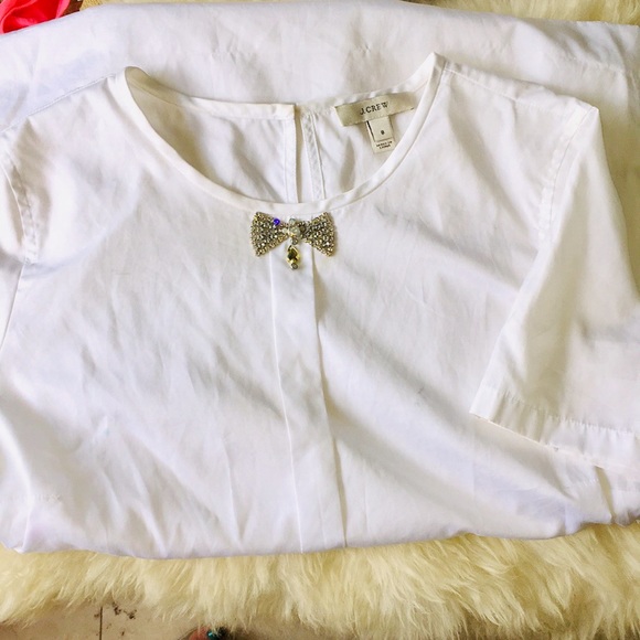 J. CREW Snow Cotton White Top ❤️ - Picture 4 of 7